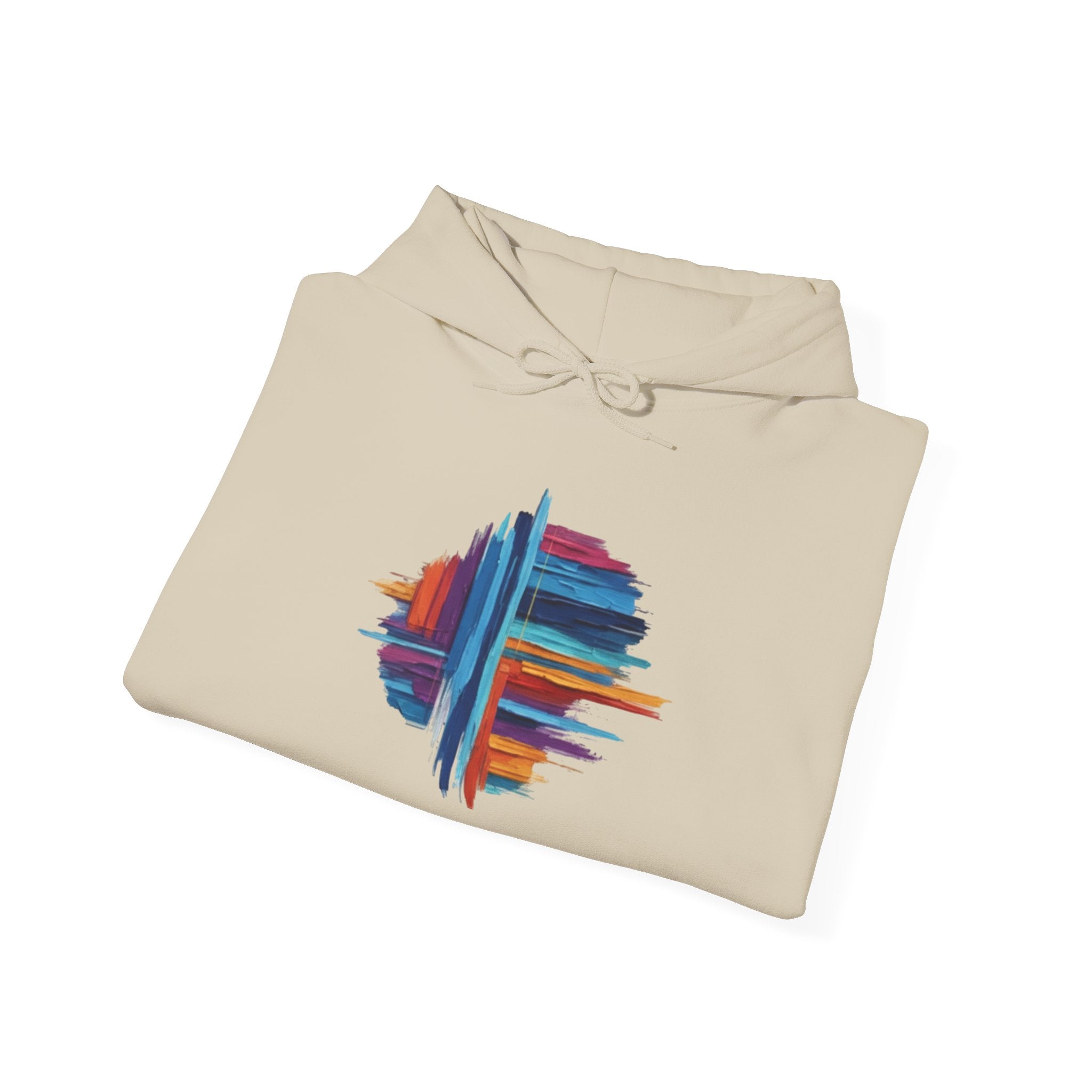 MATFAY Abstract Colorful Brushstroke Circle Hoodie | White Pullover Sweatshirt