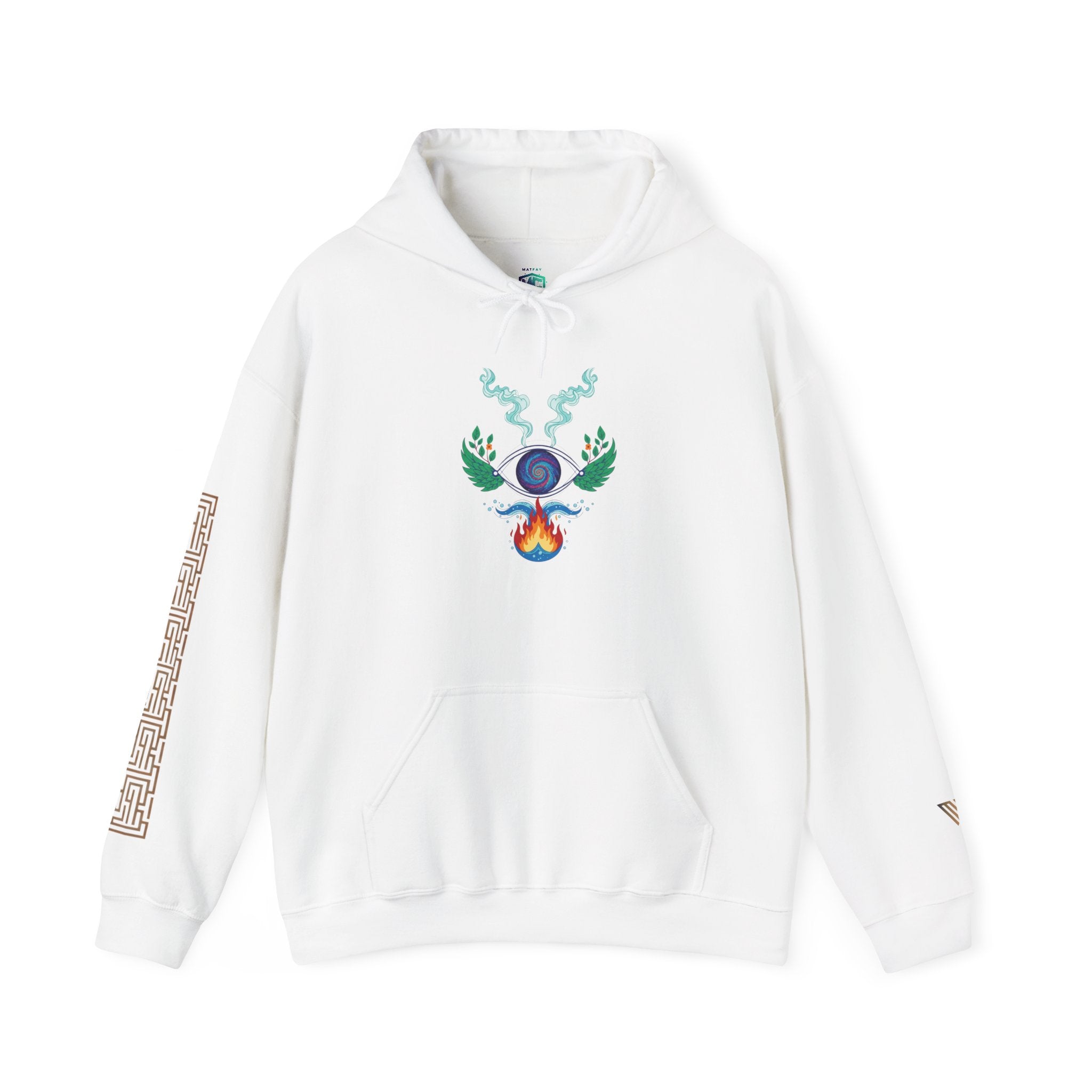 MATFAY Elemental Orb Symbol Hoodie | Mystic Flame, Water, Earth Graphic Sweatshirt