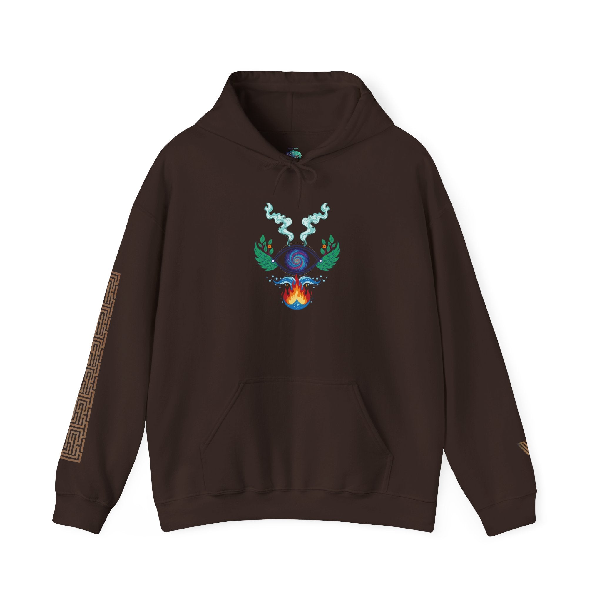 MATFAY Elemental Orb Symbol Hoodie | Mystic Flame, Water, Earth Graphic Sweatshirt