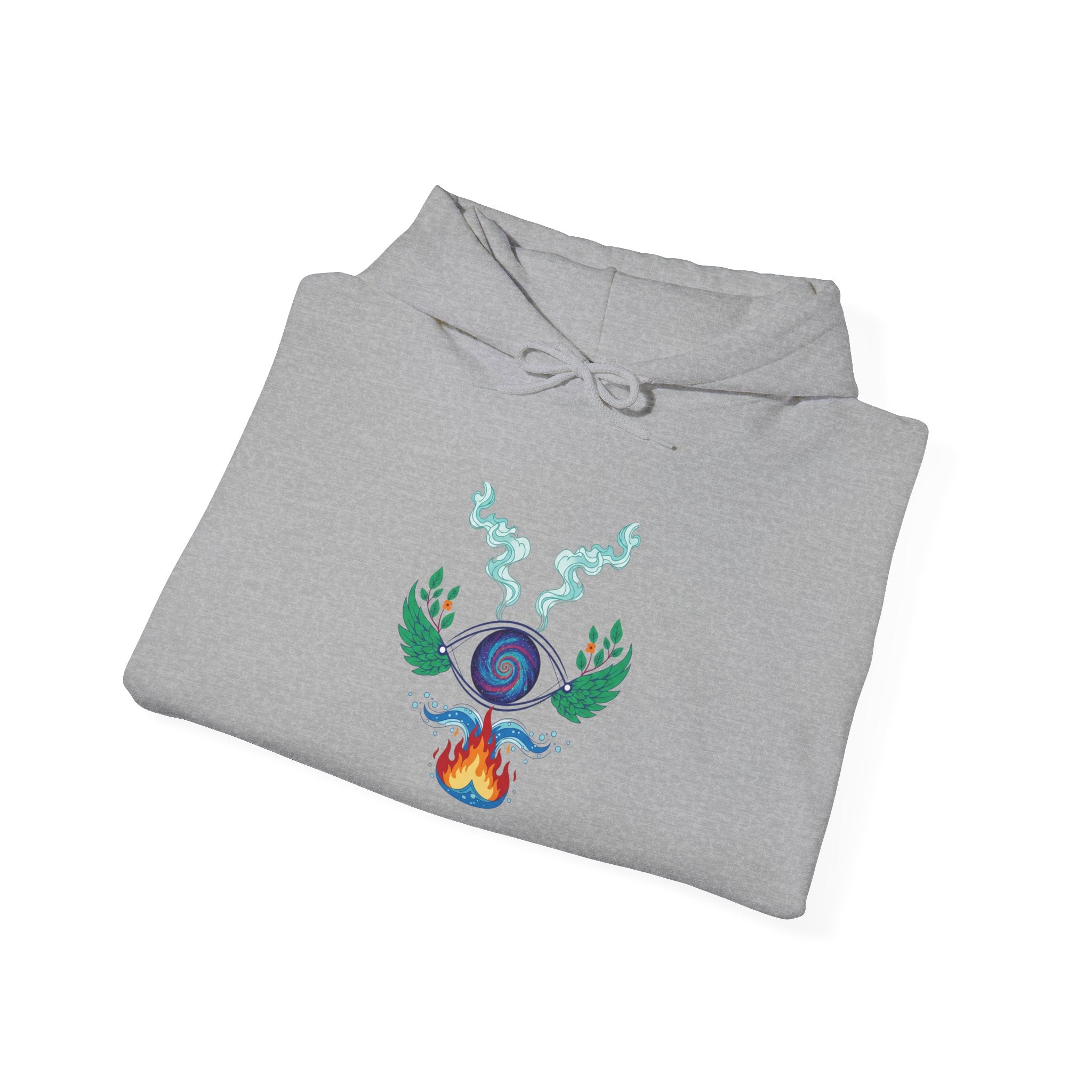 MATFAY Elemental Orb Symbol Hoodie | Mystic Flame, Water, Earth Graphic Sweatshirt