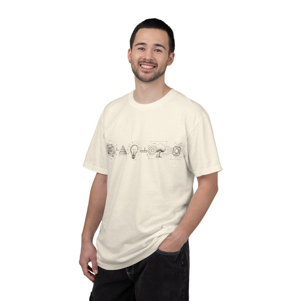 MATFAY Science Icons Illustration T-shirt | Minimal Line Art Symbols