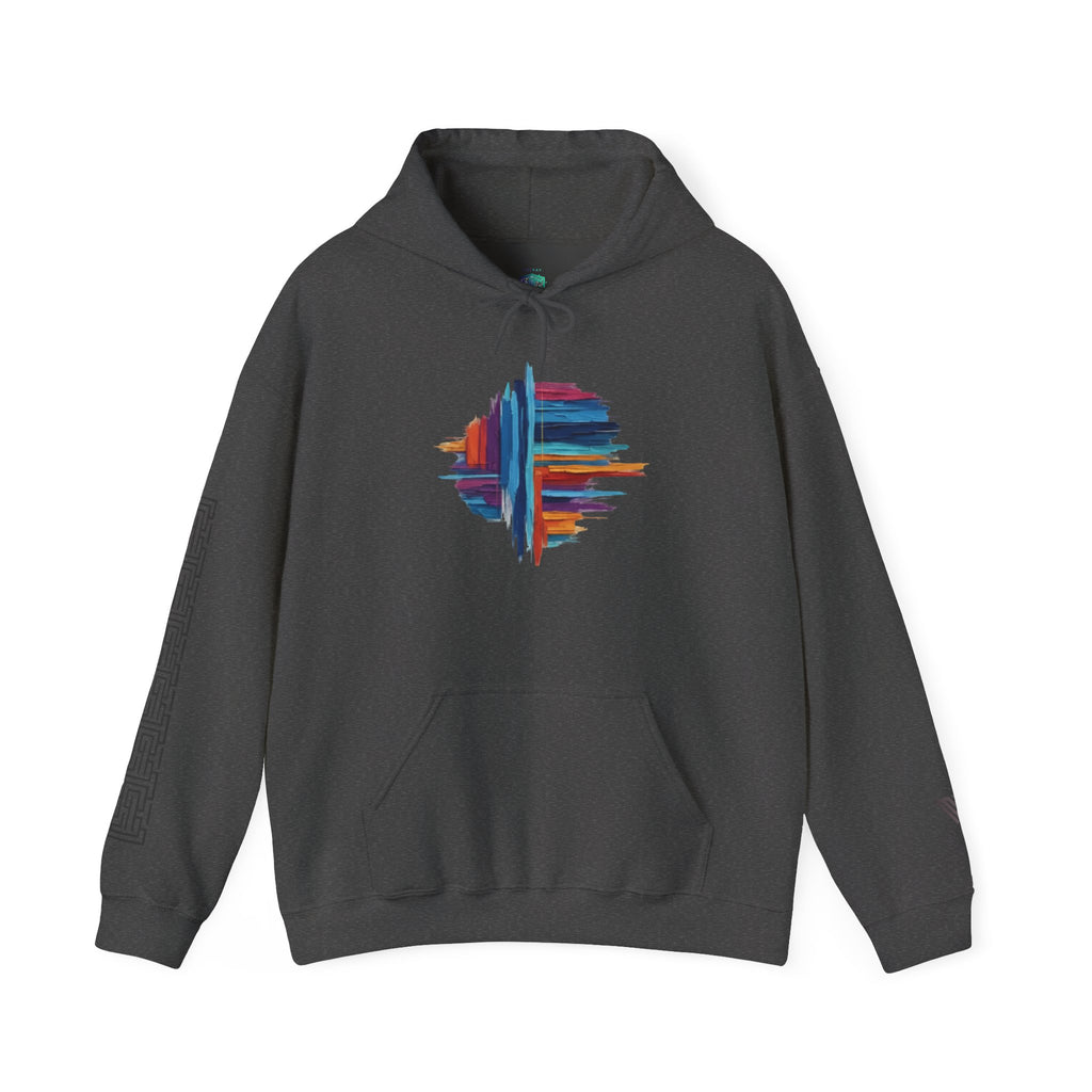 MATFAY Abstract Colorful Brushstroke Circle Hoodie | White Pullover Sweatshirt
