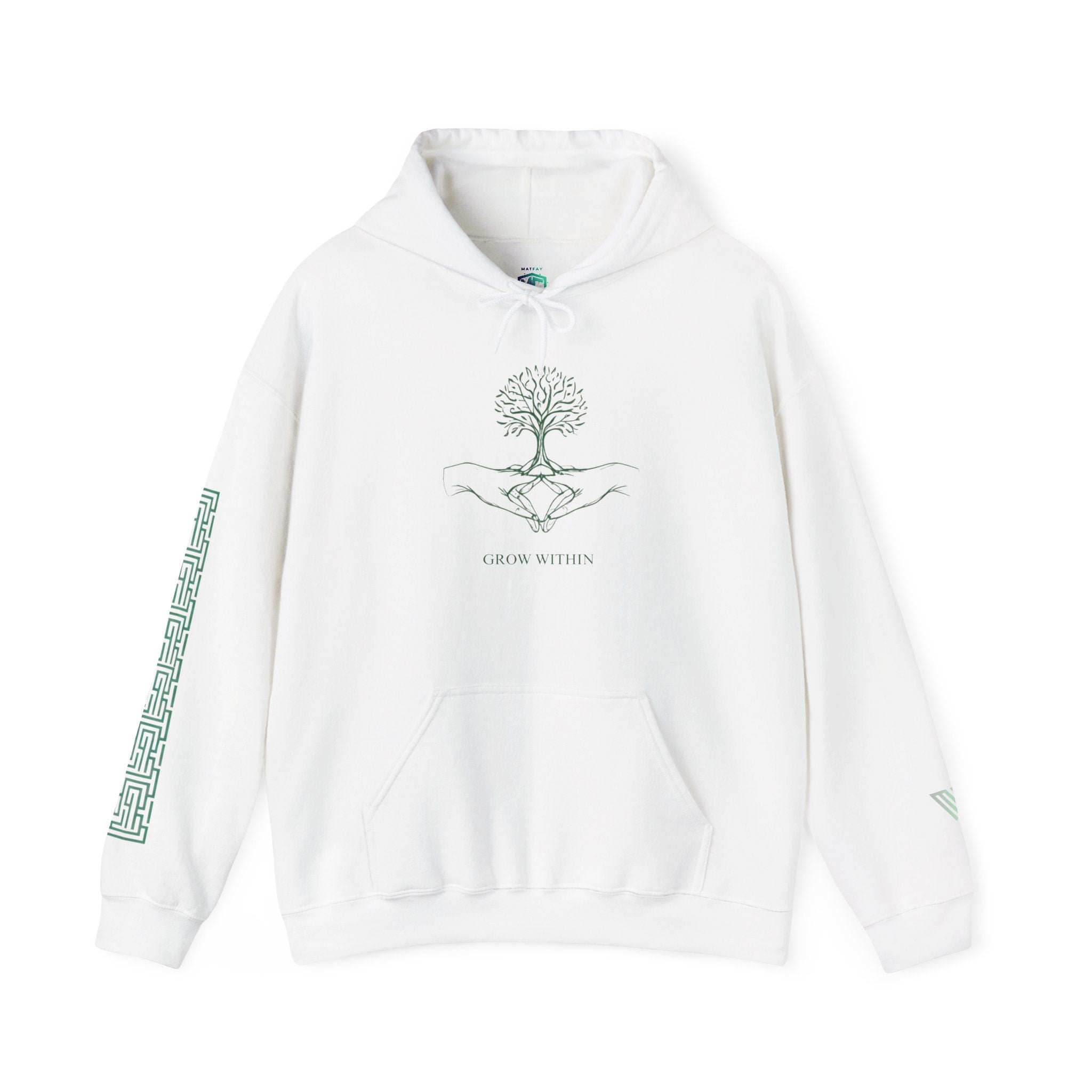 MATFAY Tree of Hands Hoodie | Hoodie mit spirituellem Baum-Motiv und Ärmel-Labyrinth