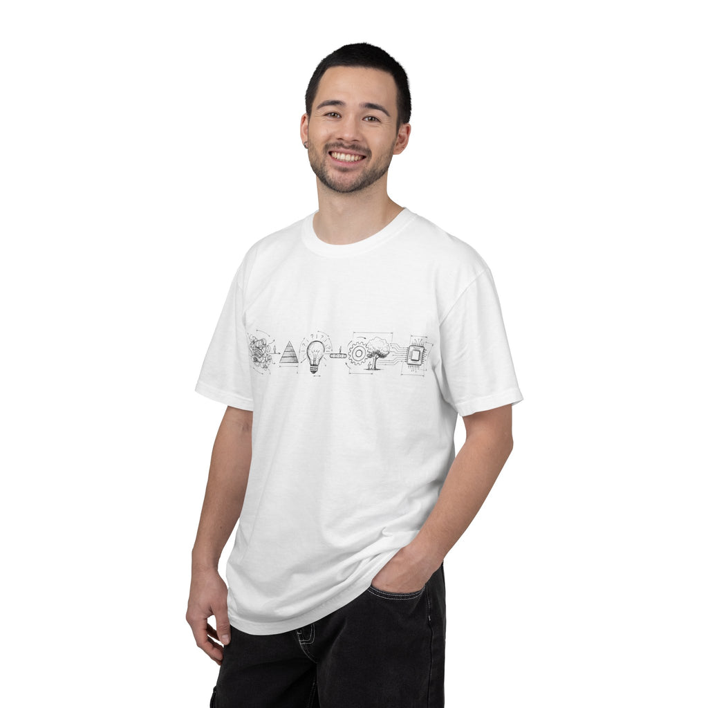 MATFAY Science Icons Illustration T-shirt | Minimal Line Art Symbols
