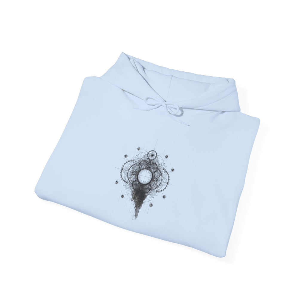 Mystic Orb Mandala Hoodie | Geometric Sleeve Maze, Minimal Occult Design