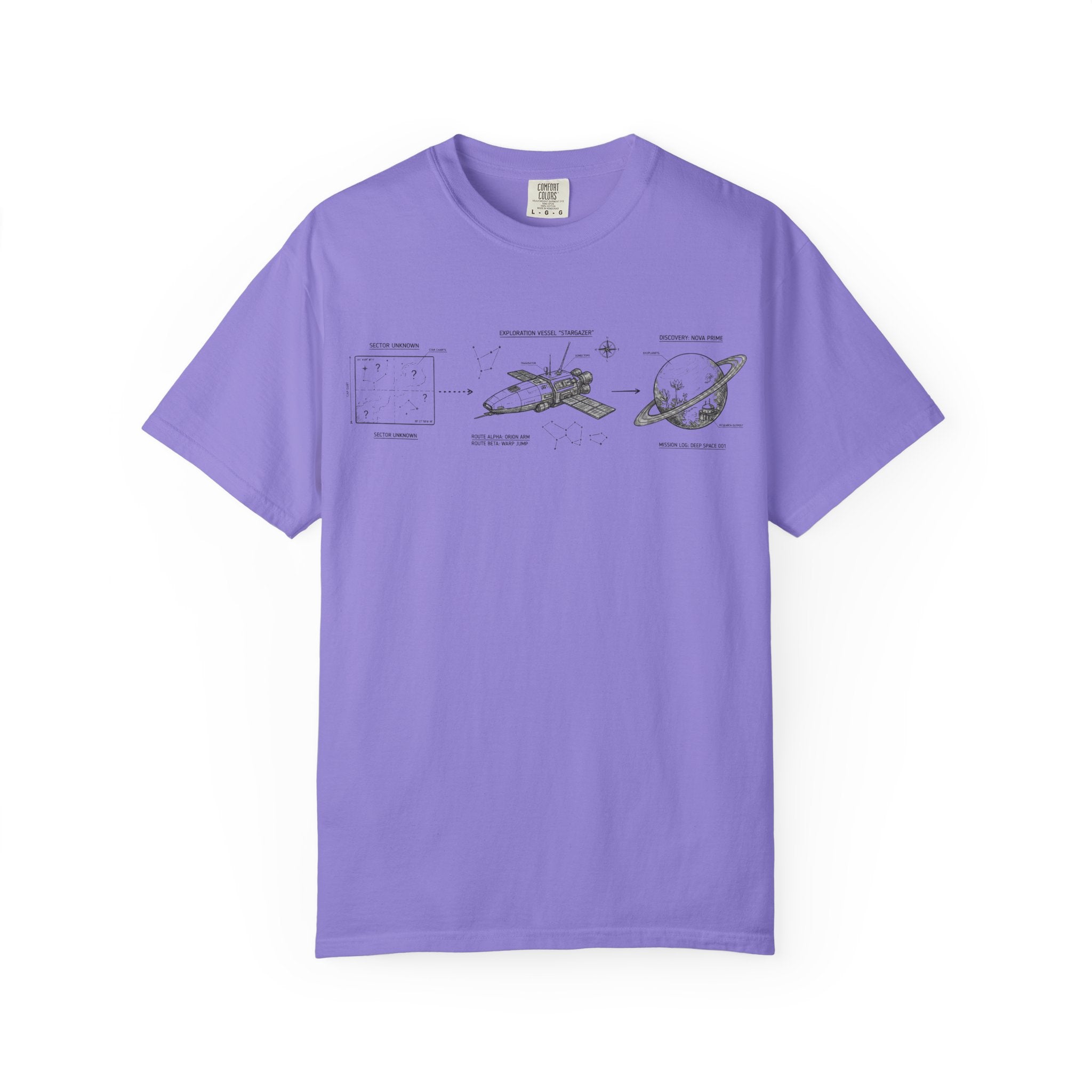 MATFAY Spacecraft Diagram Tee | Vintage Rocket, Satellite, Planet Illustration