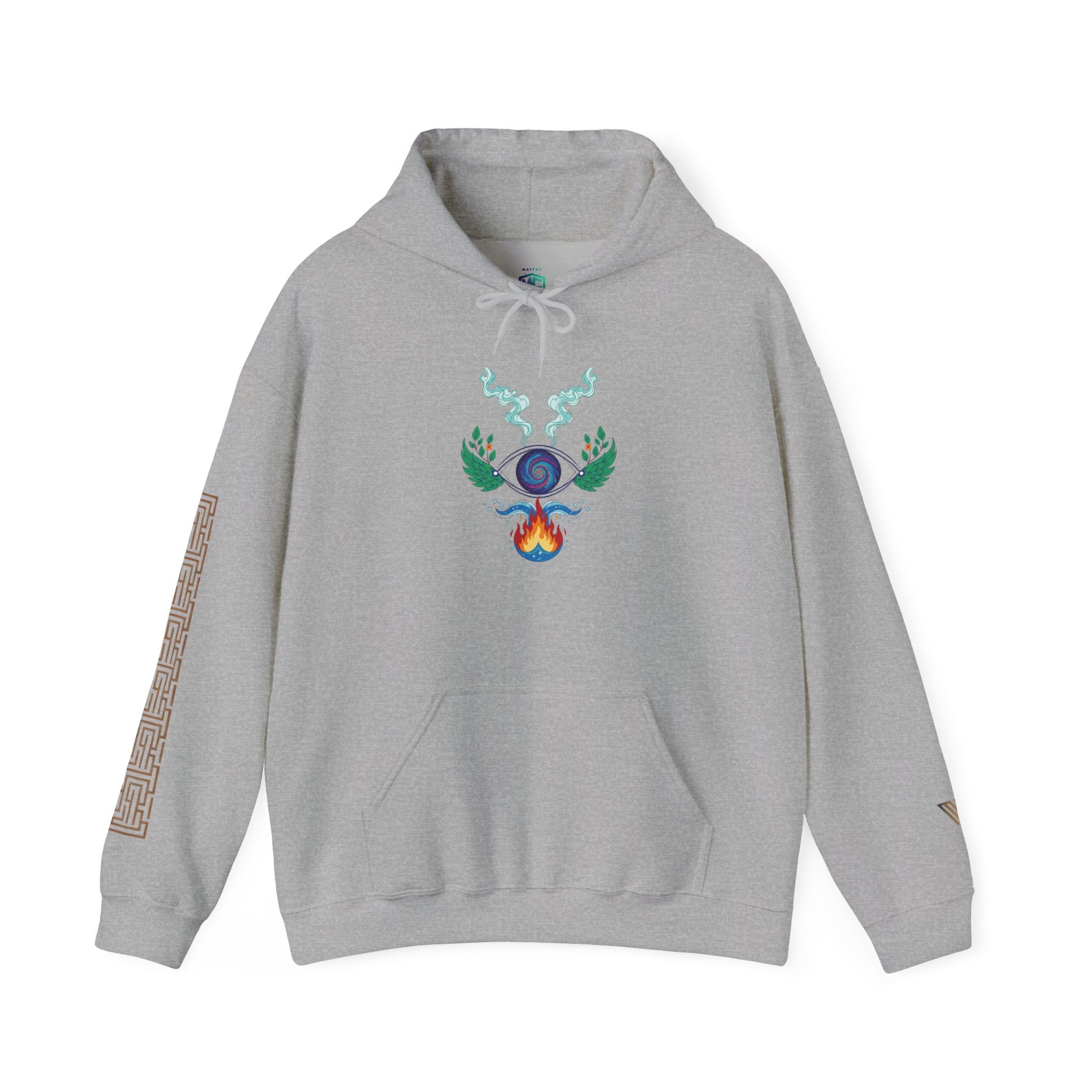 MATFAY Elemental Orb Symbol Hoodie | Mystic Flame, Water, Earth Graphic Sweatshirt