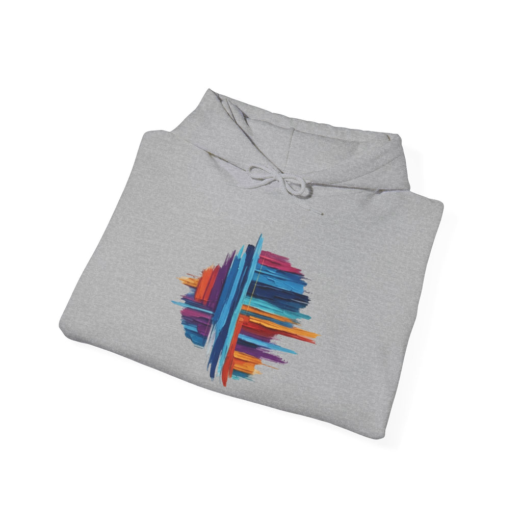 MATFAY Abstract Colorful Brushstroke Circle Hoodie | White Pullover Sweatshirt