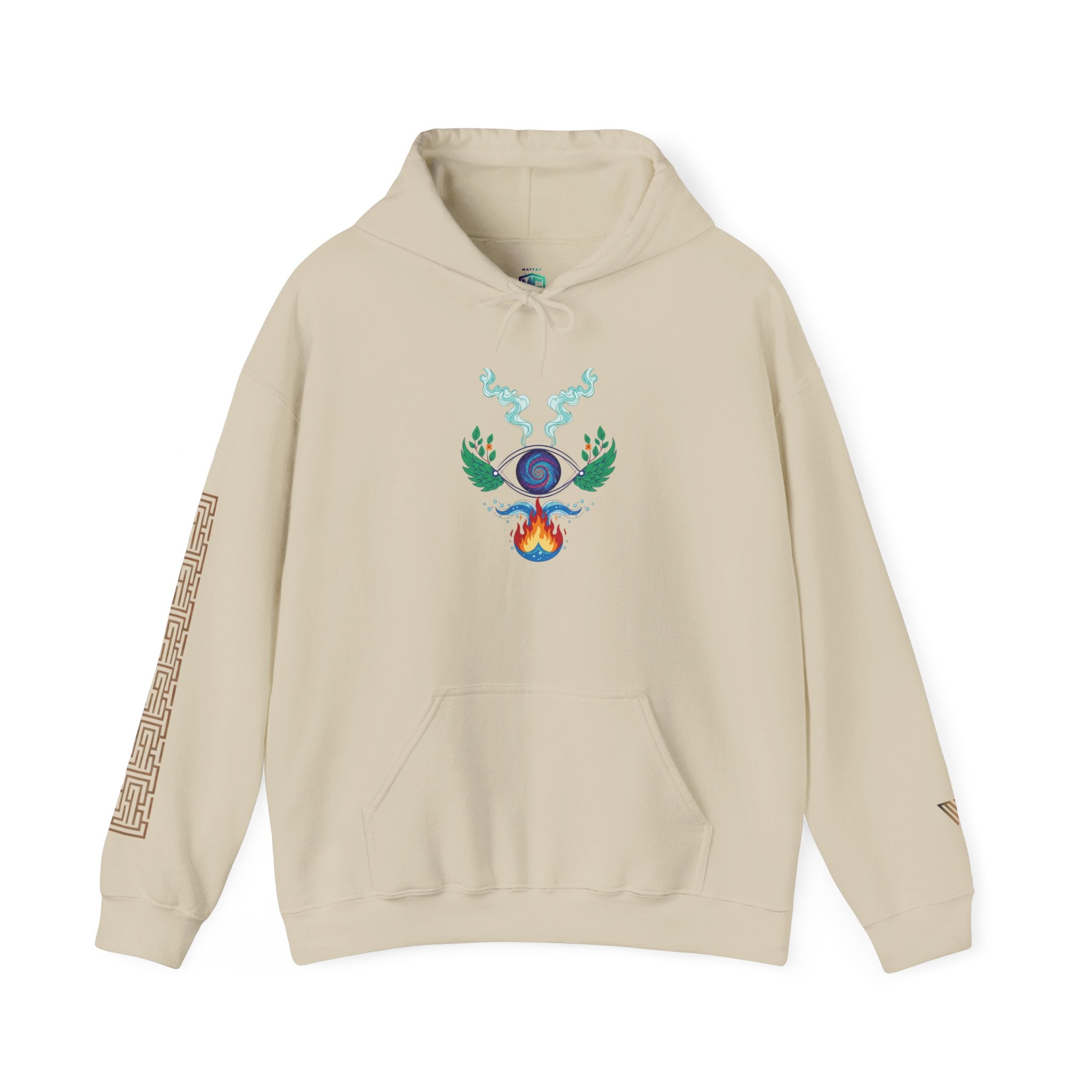 MATFAY Elemental Orb Symbol Hoodie | Mystic Flame, Water, Earth Graphic Sweatshirt