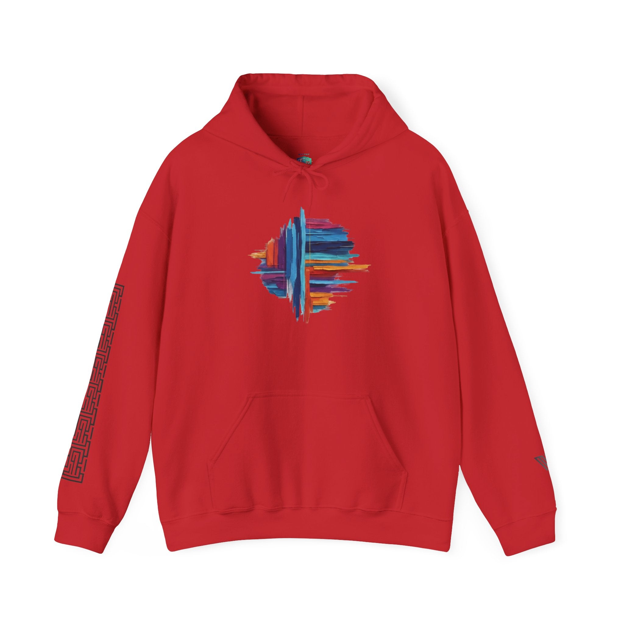 MATFAY Abstract Colorful Brushstroke Circle Hoodie | White Pullover Sweatshirt