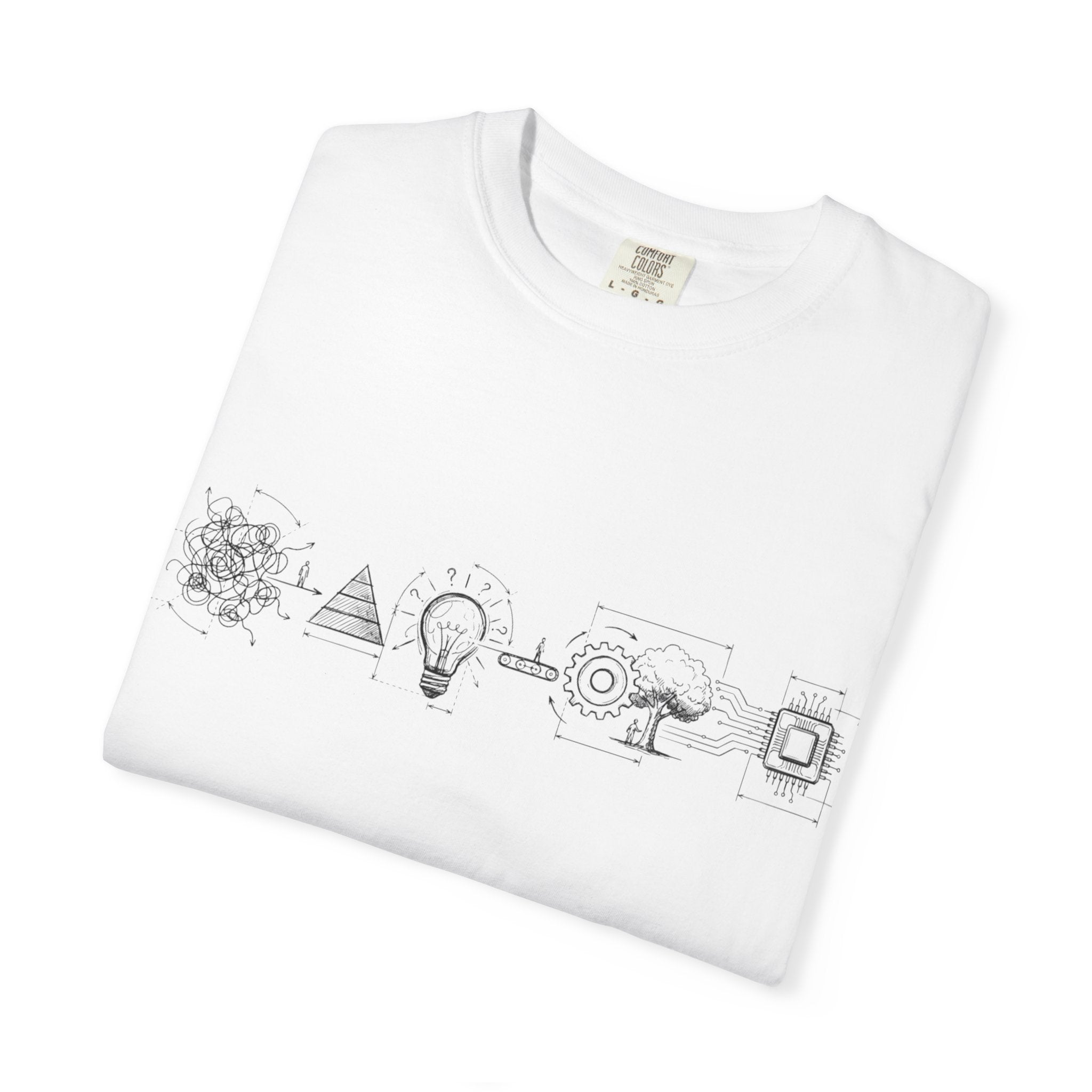 MATFAY Science Icons Illustration T-shirt | Minimal Line Art Symbols