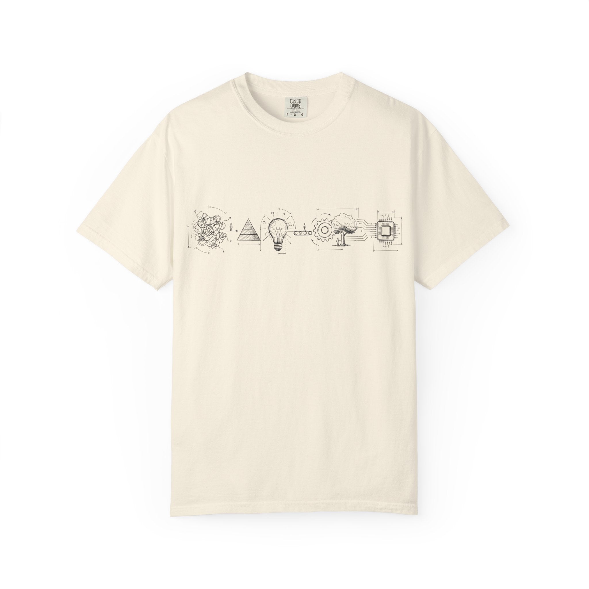 MATFAY Science Icons Illustration T-shirt | Minimal Line Art Symbols