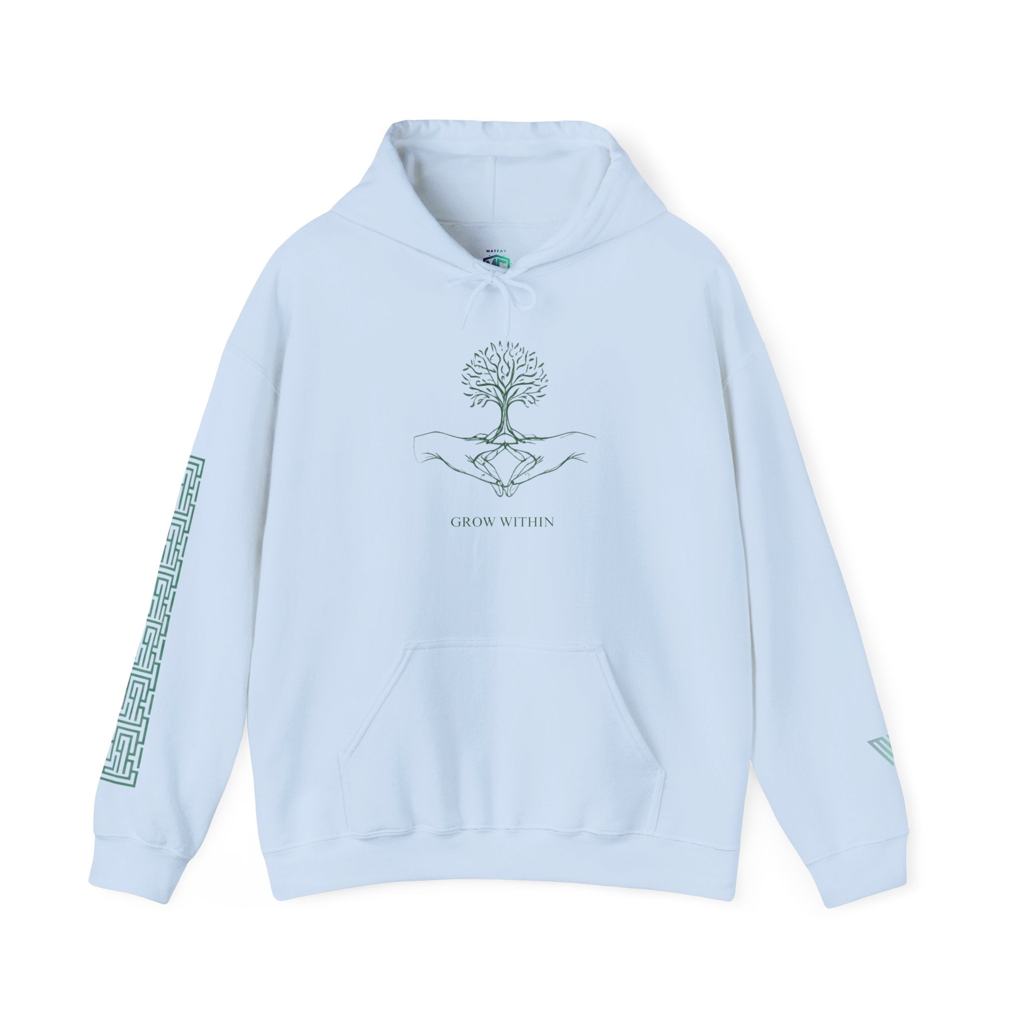 MATFAY Tree of Hands Hoodie | Hoodie mit spirituellem Baum-Motiv und Ärmel-Labyrinth