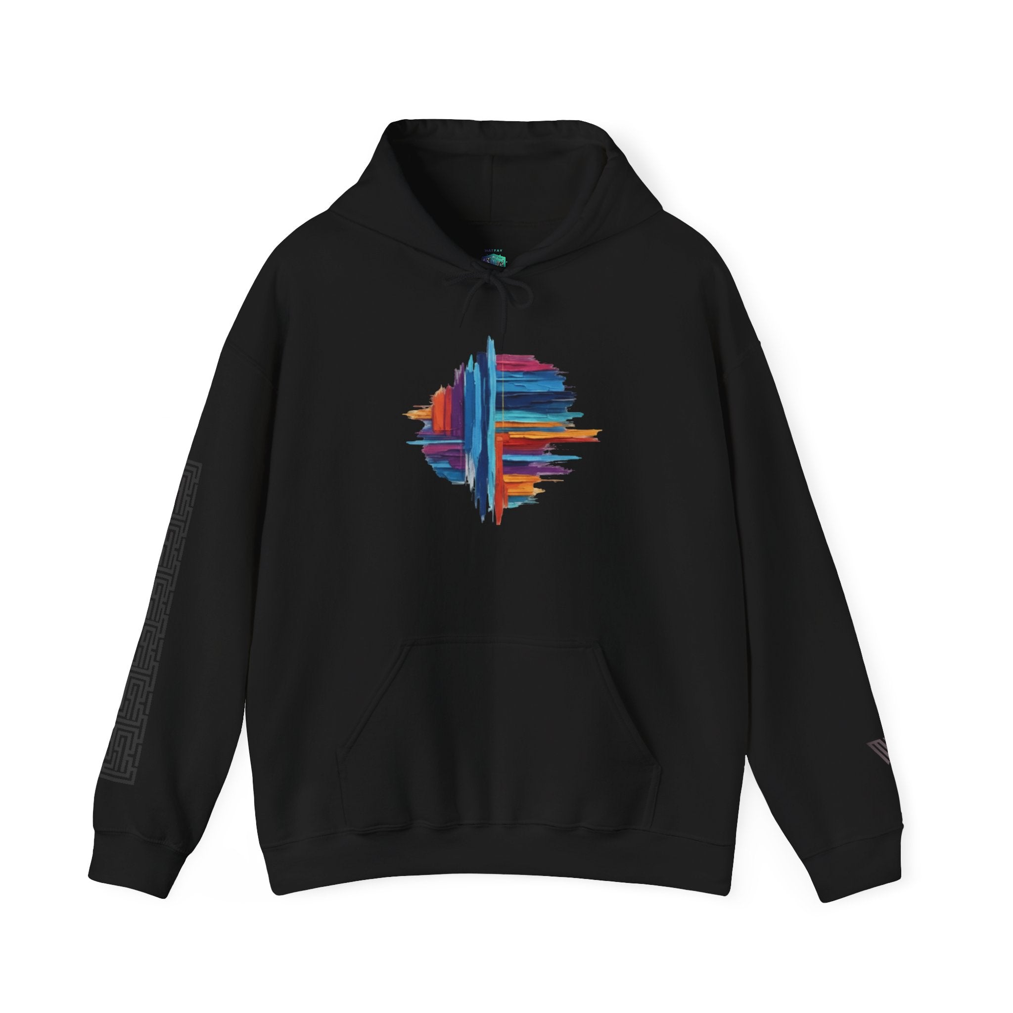 MATFAY Abstract Colorful Brushstroke Circle Hoodie | White Pullover Sweatshirt