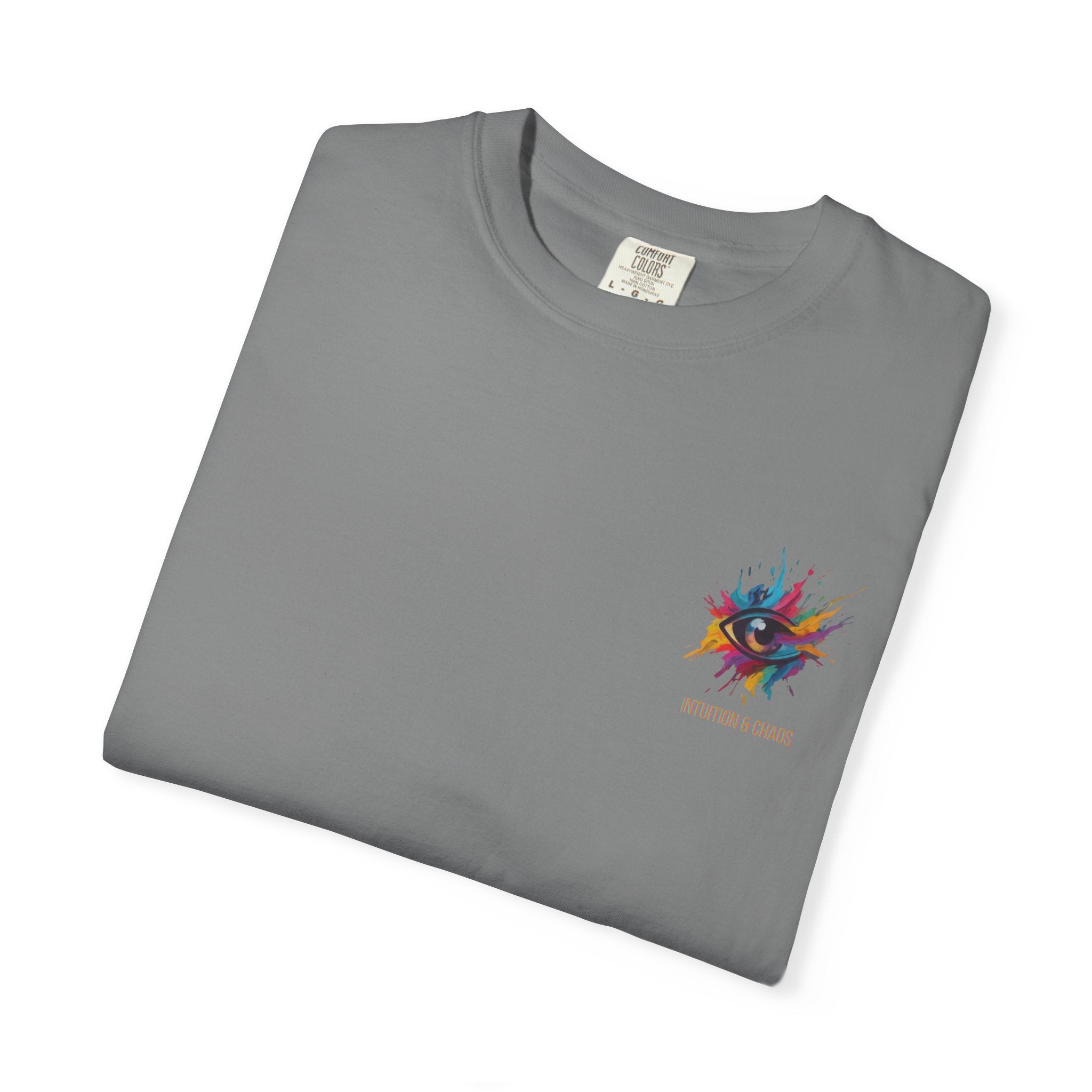 MATFAY Colorful Abstract Explosion T-shirt | Small Chest Graphic, Minimal Back Text