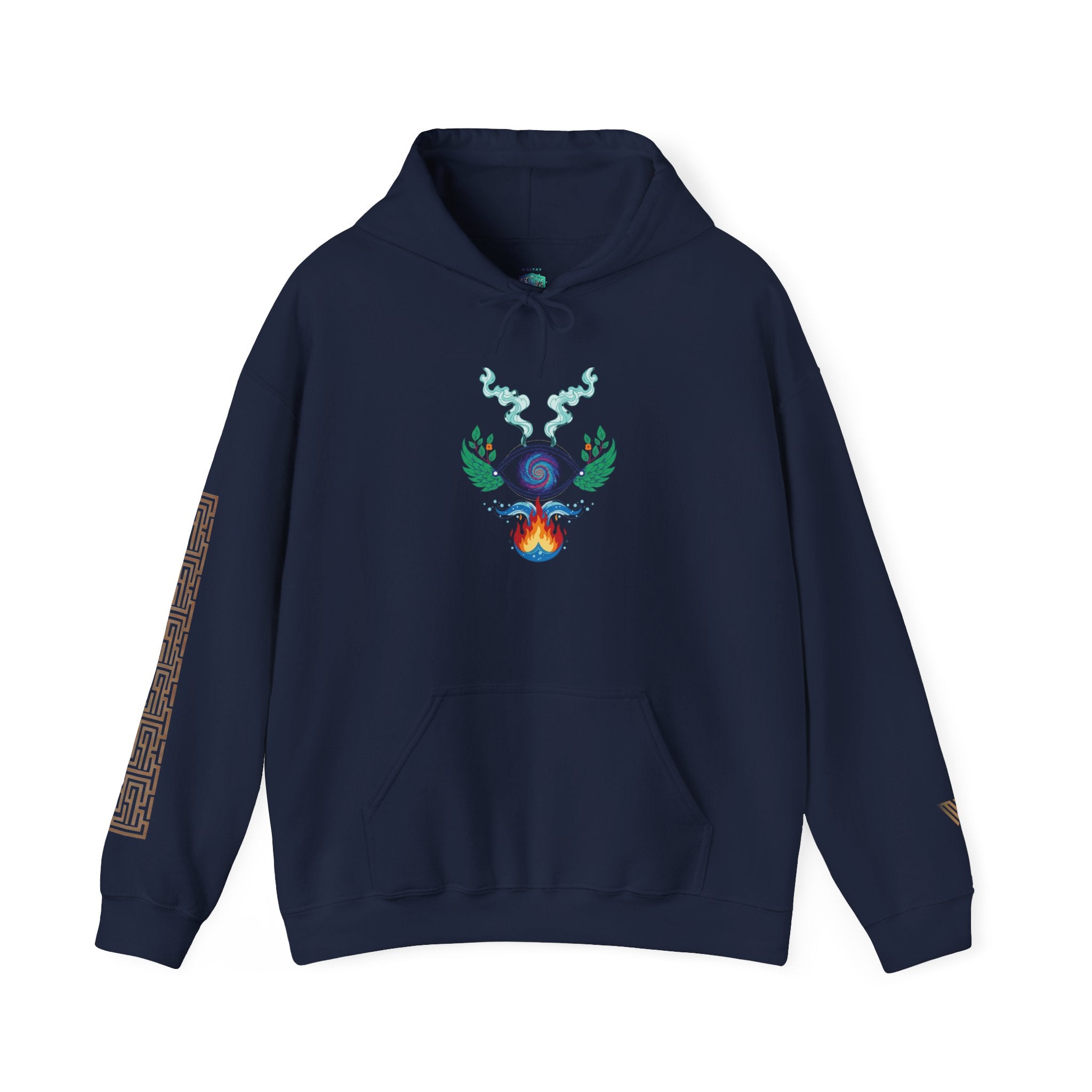 MATFAY Elemental Orb Symbol Hoodie | Mystic Flame, Water, Earth Graphic Sweatshirt